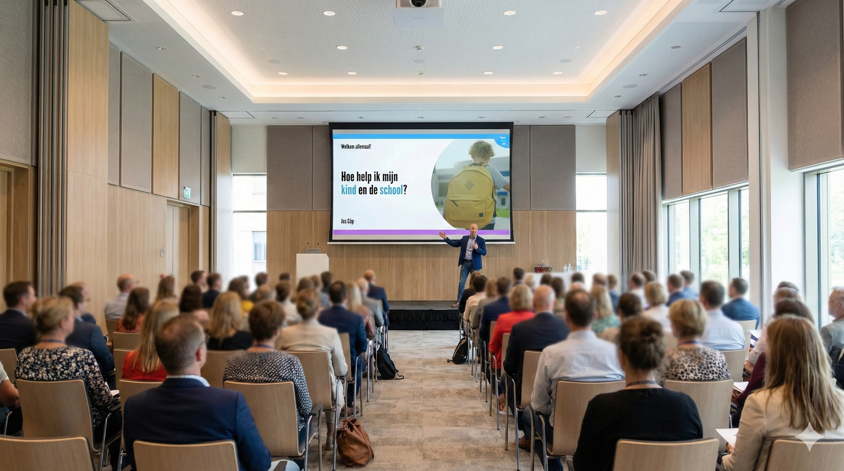 Jos Cöp geeft een presentatie